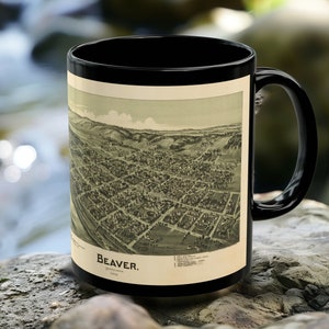 Vintage Beaver Pennsylvania Map Coffee Mug: Historic Art Gift