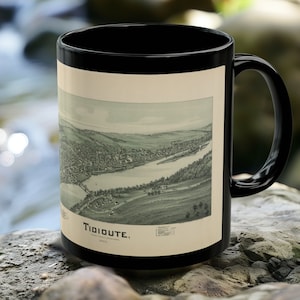 Tidioute Map Mug, Vintage Pennsylvania Maps Coffee Cup, Everyday Historic Art Gifts, Gift Steelers Enthusiast of Yinz Pittsburgher