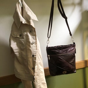 Leather shoulder bag, shoulder bag from recycled leather. crossbody from leather, brown leather shoulder bag, shoulder bag from leftover brown leather