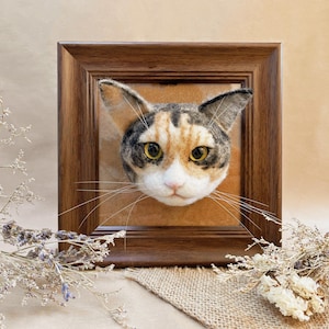 3D Felt Wool Pet Heads | Needle Felt Cat Memorial Photo Frame | Felt Wool Dog & Cat Memorial Photo Frame | Pet Lover Gifts | Pet Loss Gifts