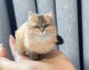 Custom Needle Felted Cat Sculpture, Pet Memorial Portrait, Father's Day gift