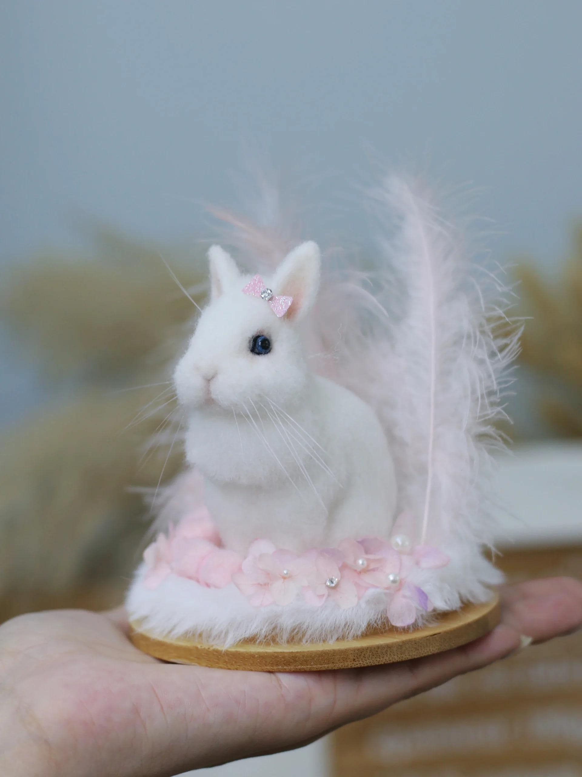 Finished Felt Wool Bunny|Gifts for Friends|Mother's Day Gifts|Stuffed Bunny|Souvenirs for Pet Lovers|Valentine's Day Gifts