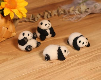 Finished Felt Wool Panda HuaHua|Gifts for Friends|Mother&#39;s Day Gifts|Stuffed Bunny|Souvenirs for Pet Lovers|Valentine&#39;s Day Gifts