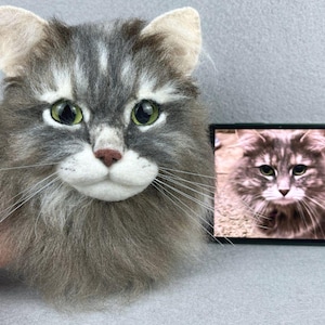 Custom Wool Felt Kitten Plush Toy | Custom Wool Felt Cat Portrait | Mother&#39;s Day Gifts | Cat Plush Toys | Cat Lovers Memorabilia | Pet Gifts