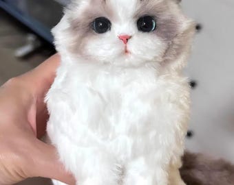 8-Zoll-Realistische Katzenfigur - Handgemachte Katzenskulptur, Süßes Tiergeschenk, Vatertagsgeschenk