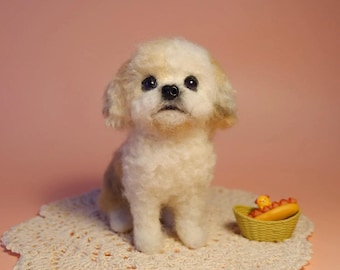 Custom Wool Felt Bichon Frise Portrait | Dog Memorial, Father's Day gift