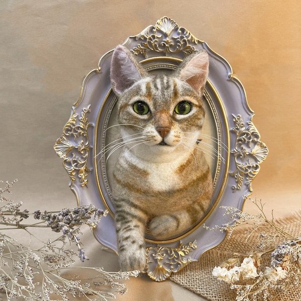 Retrato 3D de animal de estimação em feltro de lã | Homenagem personalizada para gato ou cachorro feita com feltro agulhado (15 cm)