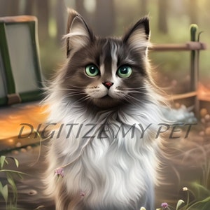 Custom cartoon like digital Photo of your favorite fur baby cat, dog, bunny