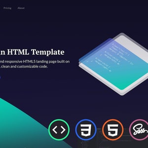 May include: A dark blue website landing page with the text "Opalin HTML Template" and a description of the template as a minimal and responsive HTML5 landing page built on lightweight, clean and customizable code. The page also includes a button that says "Get Started".