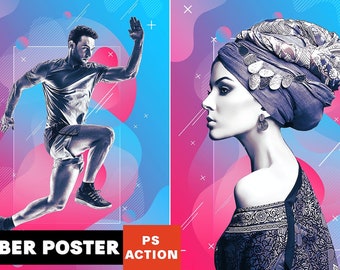Cyber Poster Photoshop Action || photo editing tools, photoshop addon, plugin, filter, retouch, overlay, editing, presets