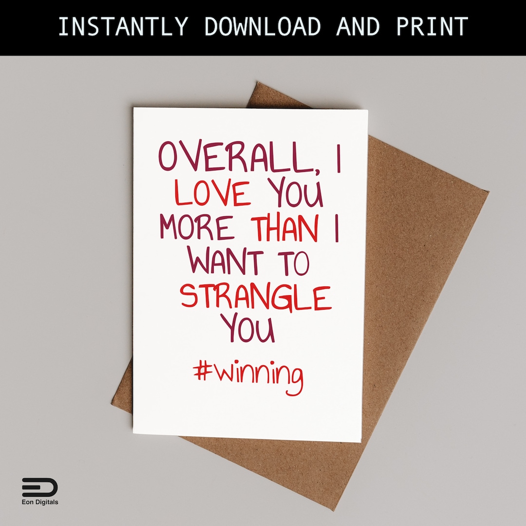 Love and Hate You Card | Funny Birthday Cards, Digital Card, for Her ...