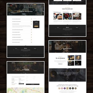 May include: Website for a steakhouse restaurant called Steak In. The website features images of food, customer testimonials, and information about the restaurant's menu and location. The website also includes a section for frequently asked questions.