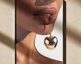 Luxury Fashion Print, Golden Cherry, High Fashion Poster, Hypebeast Decor, Feminist Poster, Chic Wall Art, Digital Download, Photography Art