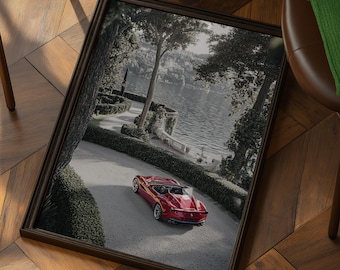 Coastal Drive Red Luxury Car Poster, Retro Fashion Wall Art, Old Money Aesthetic, Luxury Wall Art, Retro Coastal Wall Art, Digital Download