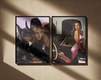 Black & White Luxury Fashion Poster Set of 2, Luxury Fashion Prints, Designer Wall Art, Doberman Poster, Hypebeast Decor