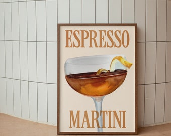 Espresso Martini: Retro Classic Cocktail 04 | Retro Colorful Mid Century Abstract Girls Brunch Digital Download Printable Poster Art Print