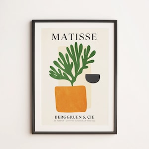 Jarrón de bronce y hojas: Edición Matisse / Recortes abstractos coloridos de mediados de siglo, Matisse retro, descarga digital, póster imprimible, impresión artística