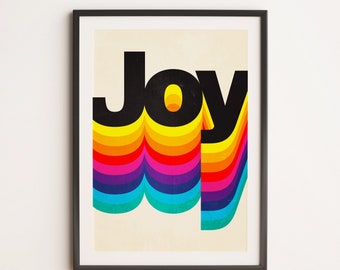 Joy: Retro Typography Edition | 90s Retro Pop Words Typography Digital Download Printable Poster Art Print