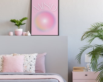 Mind Aura Poster, Gradient Wall Art, Spiritual Print, Abstract Color Gradient Home Decor, Positive Affirmation, Aura energy, Pink Room Decor