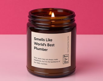 Smells Like World's Best Plumber Soy Candle | Plumber Gift, Gift for Plumber, Future Plumber, Graduation, Christmas Gift