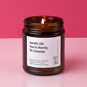 Smells Like You're Moving To Colorado Soy Candle Personalized Gift for Friend/Family Moving, New Job, New Life afbeelding 3