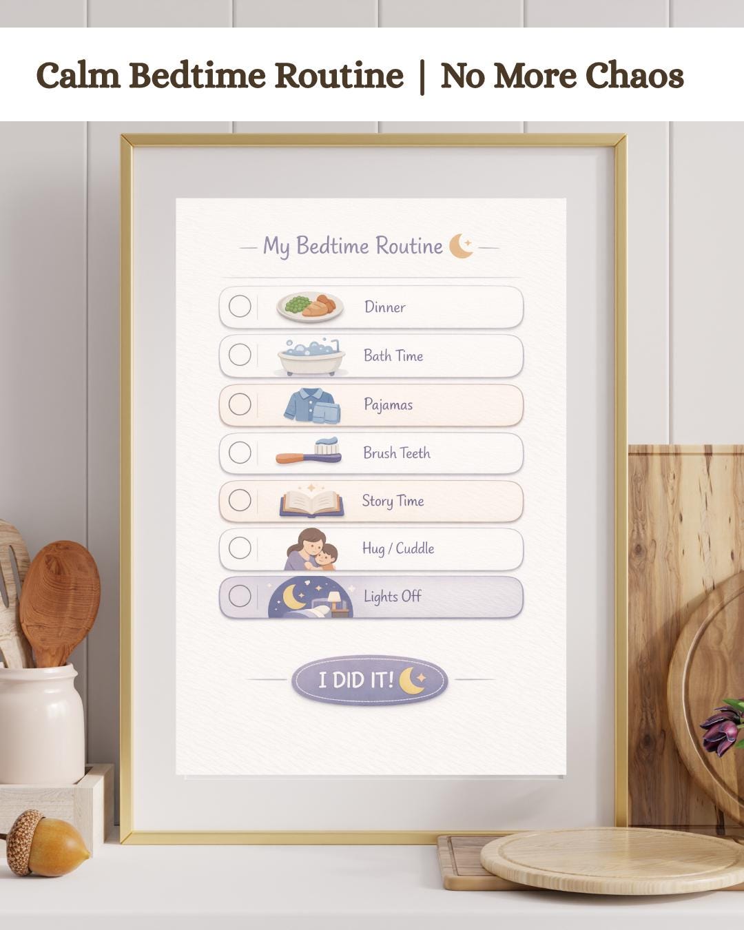 Toddler Bedtime Routine Chart | Visual Night Schedule for Kids (PDF ...