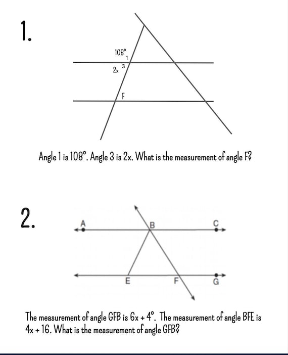 Angle Relationships Worksheet 8th Grade Editable Angles Worksheets