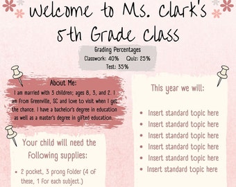 Classroom Welcome Letter - Teachers