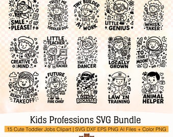 Kids Professions SVG Clipart Bundle: Toddler Career Designs (Digital Download)