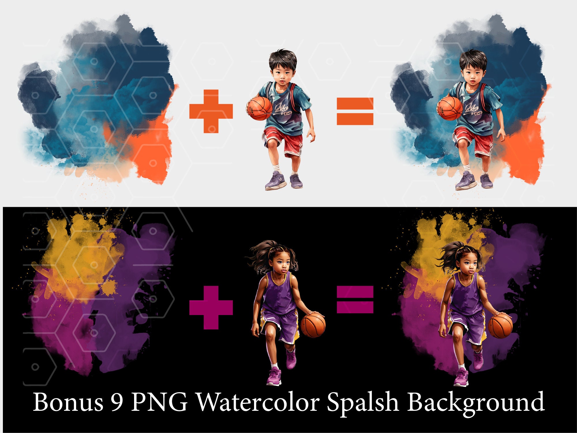 Kids Basketball Clipart: Watercolor Children PNG (digital Download) - Etsy