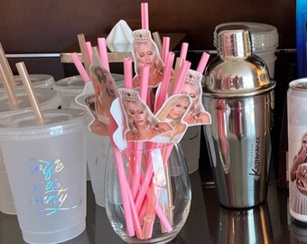 BACHELORETTE PARTY Custom face straws | bachelorette, birthday, bridal shower face straws | 12 custom pink heart straws