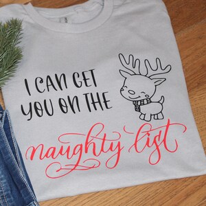 I Can Get You On the Naughty List T-shirt, Christmas T-shirt, Funny Christmas T-Shirt, Holiday Shirt