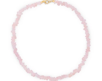 Rose quartz chip necklace | 45 cm long | High quality gemstone necklace | gold-plated lobster clasp | Healing stone | handmade