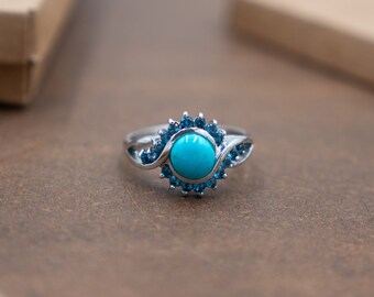 Anello Di Moda Con Pietra Preziosa Topazio Blu Naturale Per Donna Anello Di Design Moderno E Minimalista Gioielli In Argento Sterling 925 Di Artisan, Misura 17 - Foto 7