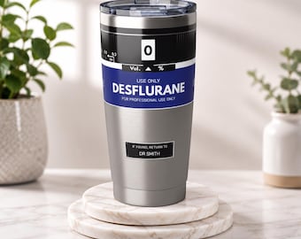 Vaso térmico personalizado de desflurano, regalo para CRNA, regalo para anestesiólogo, regalo para médico anestesista, vaso de viaje de 20 oz para enfermera anestesista.