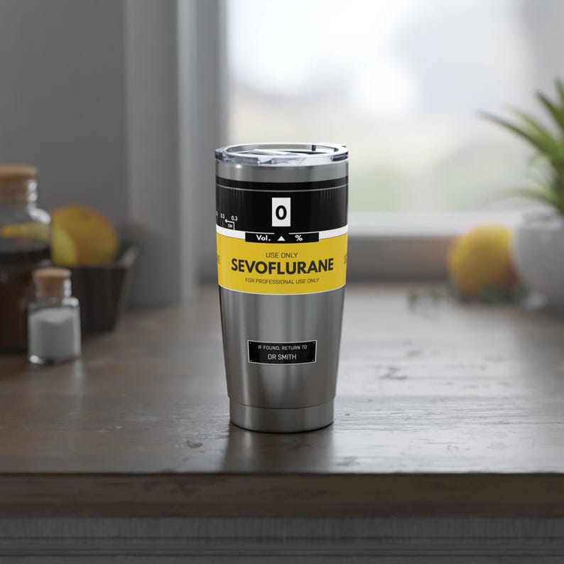 Vaso térmico personalizado de sevoflurano, regalo para CRNA, regalo para anestesiólogo, regalo para médico anestesista, vaso de viaje de 20 oz para enfermera anestesista. imagen 7
