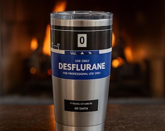 Personalized Anesthesiology Doctor DESflurane Flask, Anaesthesia CRNA Vaporiser Tumbler, Anesthesiologist Nurse Trainee Coffee Cup,