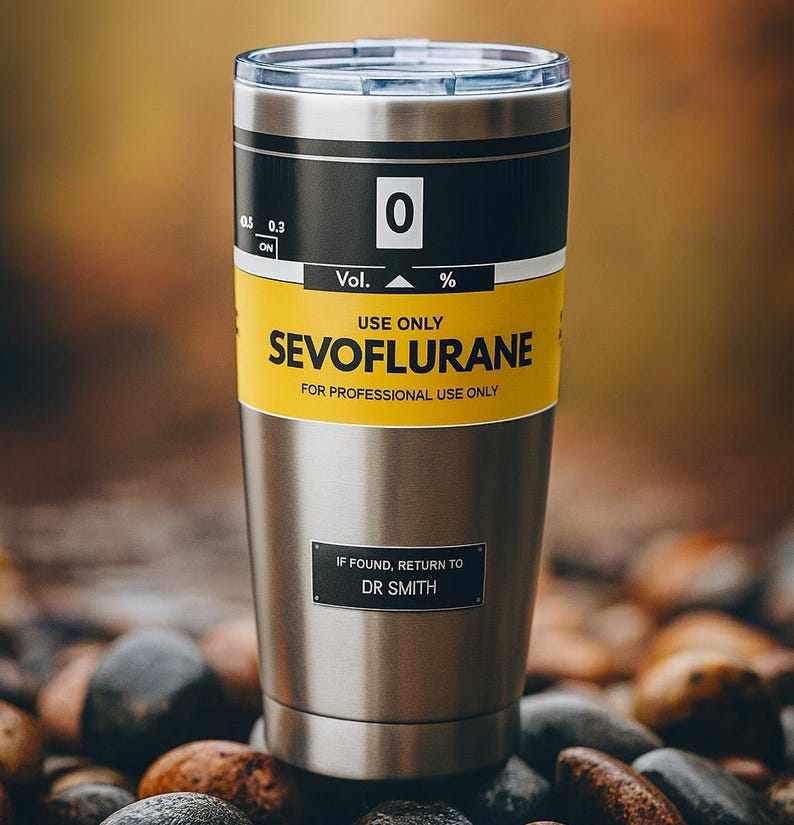 Vaso térmico personalizado de sevoflurano, regalo para CRNA, regalo para anestesiólogo, regalo para médico anestesista, vaso de viaje de 20 oz para enfermera anestesista. imagen 2