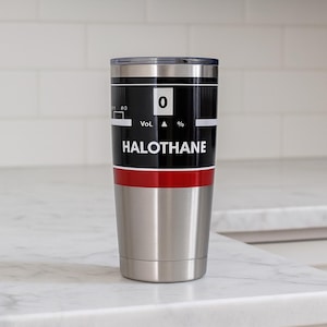 Anesthesiology Doctor Halothane Flask, Anaesthesia CRNA Vaporiser Tumbler, Retro Anesthetist Nurse Trainee Coffee Cup, Medical Insulated Cup