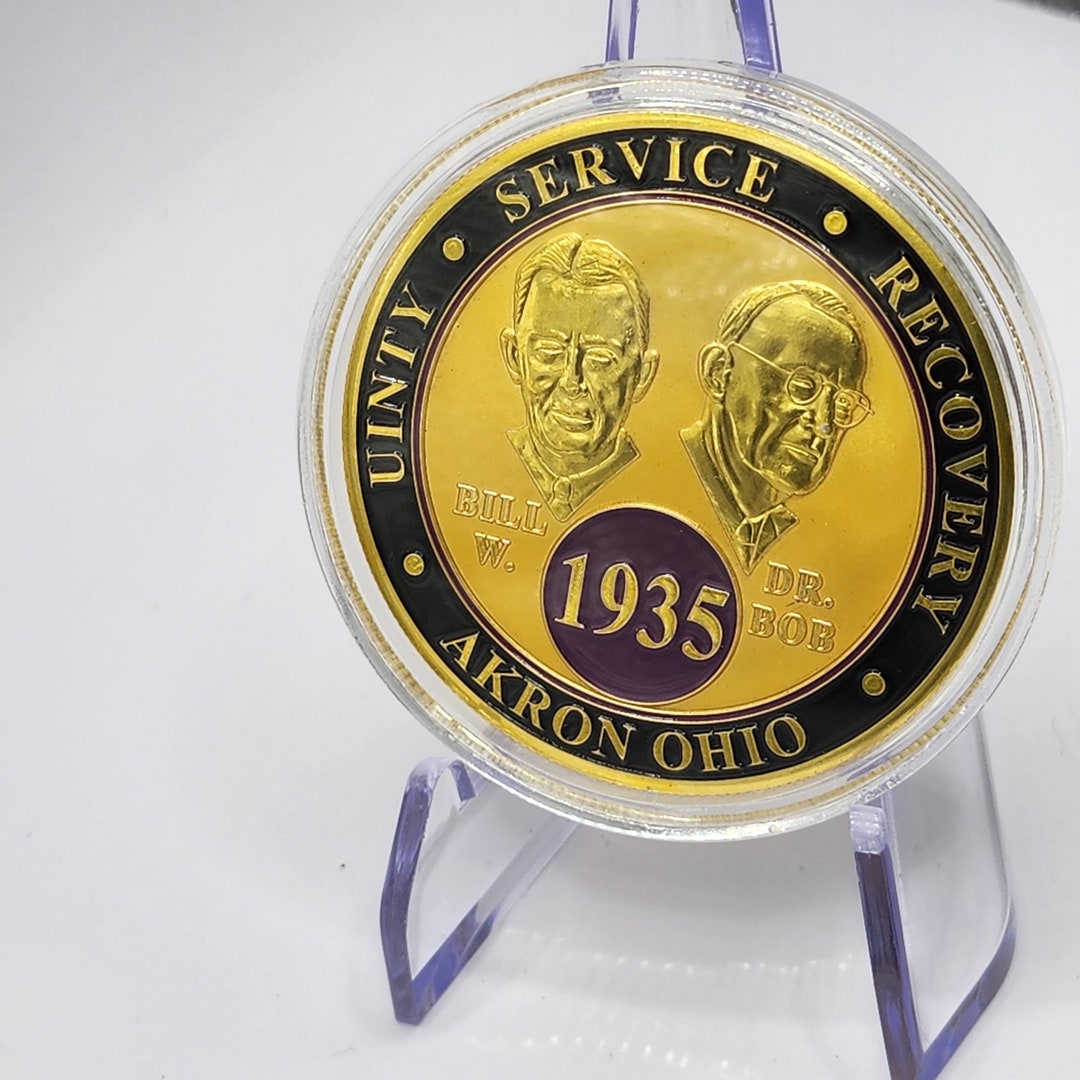 Bill W. & Dr. Bob Commemorative Coin Gold-plated Addiction Recovery