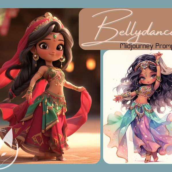 Midjourney Prompts - Bellydancer Dolls Cute Kawaii Niji - MysticFox - Clipart sticker scrapbook prompts