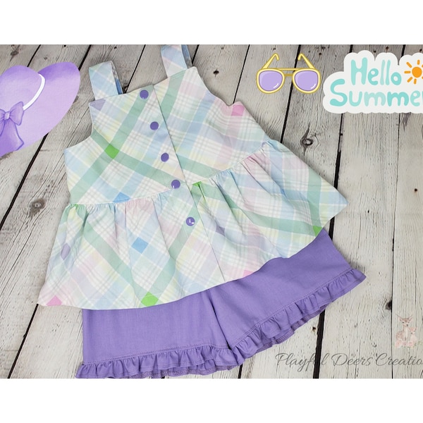 Girls summer outfit Set, Cute and Comfortable Tank top and ruffle shorts, perfect for spring and summer, little girl outfit, Birthday gift.