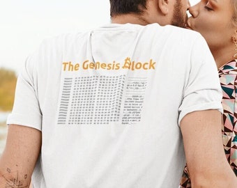 Bitcoin Logo "Genesis Block" Crypto HODL Front and Back Graphic Investing Trader's Tee