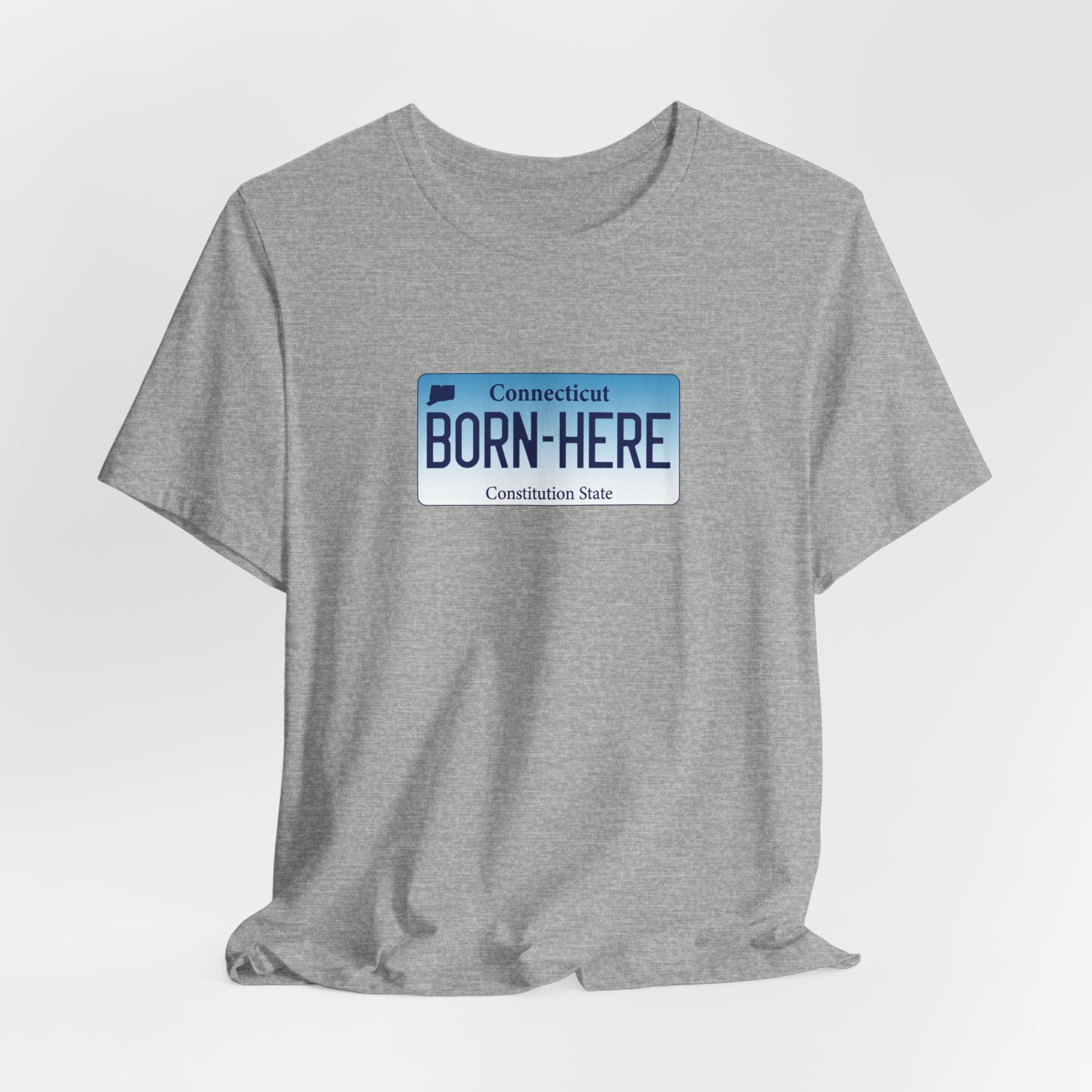 Connecticut CT Born Here License Plate Unisex Jersey Short Sleeve T-shirt