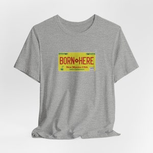 New Mexico NM Born Here License Plate Unisex Jersey Short Sleeve T-shirt