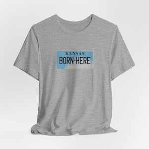 Kansas KS Born Here License Plate Maglia unisex a maniche corte T-shirt