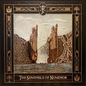 Leinwanddruck des brennenden Argonath (50 x 50 cm)