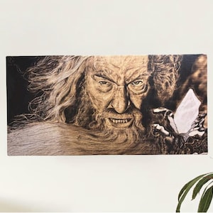 Impresión en lienzo (30 x 61 cm) de Gandalf y su último “¡No pasarás!” cuando se enfrenta al Balrog en el puente de Khazad-dum
