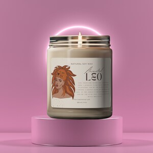 LEO KERZE - Ignite Majestic Brilliance | Sternzeichen Kerzen | Löwe Geburtstagsgeschenk | Löwe Geschenk für Ihn | Leo Geschenk für Sie | Vegane Sojawachs Kerze
