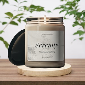 SERENITY CANDLE | Experience Tranquility - Calmness  | Vegan Scented Soy Wax Candle | Intention Candle | Manifesting Candle | Perfect Gift